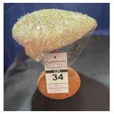 Hat - Beaded & Sequin Cream with a Veil
