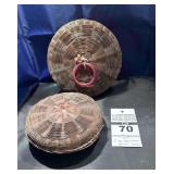 2 - Antique Vintage Woven Wicker Baskets