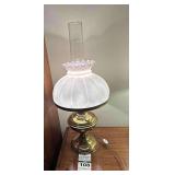 Vintage Aladdin Lincoln Drape Glass Oil Lamp - Electric