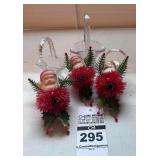 3 Small Glass Baskets & 3 Santas(1930)