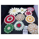 Large lot of Crocheted Trivets.