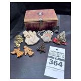 Jewlery box with misc Christmas pins