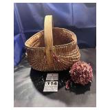 Antique Butt Basket with Content