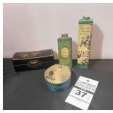 Misc -Antique / Vintage Black Box, Powder Box, & Metal Tin Containers