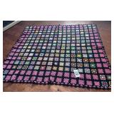 Vintage Granny Black Square Blanket / Afgan