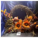 Grape Vine Wreath with Pumpkin & Orange Flowers