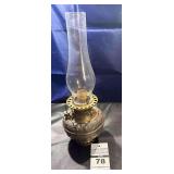 Antique Oil Lamp Converted Brass with glass chimney  (1895)