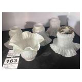 5 Milk Glass Ruffled Edge Textured Lamp Shades