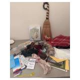 2 - Blankets, Bookmarks, Broom, Tassells, Antique Cards with Original Box, Horn