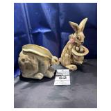 2 - Rabbits: 1 - Floppy Ear Rabbit,  1- Rabbit with a hat & easter eggs