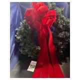 Green Xmas Wreath with Red Bow