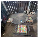 Black Metal Patio Table w/ 4 Chairs and Cushions