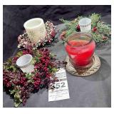 4 Christmas Candles & 3 With Wreaths