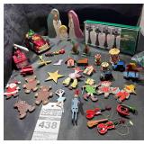 Vintage Wooden Christmas Ornaments, Department 56 Lights,