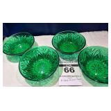 4 Vintage Anchor Hocking Dark Forest Green Bowls