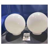 2 Milk Glass Ball Globes