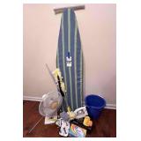 Misc Cleaning Supplies, Ironing Board, Iron, Fan, Dusting