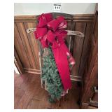Antique Wooden Sled with Xmas Swag