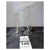 2 - Vintage Glass Candle Oil Lamps