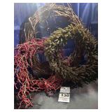 3 Chrristmas Wreaths (grape vine, green pine & Red Berry)