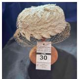 Hat - Antique Pillbox Hat with Veil by "Modern Miss"