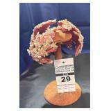 Hat - Antique Floral Headpiece / Decorative Hat Pink with Velvet Flowers