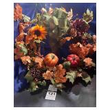 Fall Wreath with Pumpkins & Green Bow