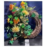 Grape Vine Wreath with Yellow Flowers & Ivy