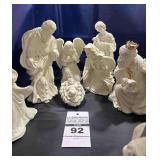 Large Porcelain & Gold Trim Nativity 11pc Set
