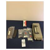 Assorted Gun Magazines and 50 Centerfire Pistol Cartridges