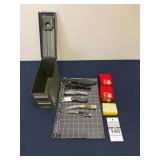 Assorted Knives and Ammunition Can with Hornady Bullets