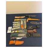 Assorted Collection of Hunting, Pocket Knives with Sheaths