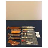 Various Fixed Blade Knives with Sheaths