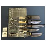 Assorted Hunting and Skinning Knives with Sheaths