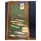 Framed Collection of Assorted Fixed Blade Knives