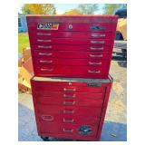 Matco and MAC Tools Stacking Toolboxes with Various Tools
