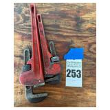 Lot of 2 Pipe Wrenches, 18" Drop Forged Jaws and 14" Sears Heavy Duty