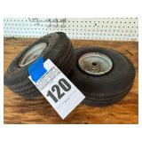 Pair of Cheng Shin 4.10/3.50-4 Tires on Wheels