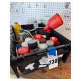 Assorted Spray Paint Cans and Car Care Products
