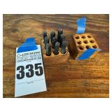Set of Steel Number and Letter Stamps with Wooden Holder
