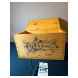 Wooden Box with Water Mill Engraving