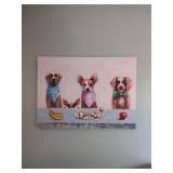 43 1/4 x 31.5 Dog Oil Painting  Canvas that has been Hand-Embellished with Textured Brush Strokes.