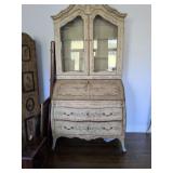 47”x23”x83” Venetian Style Painted Secretary Desk with a Bookcase Top