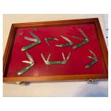 12”x18” Display Case with 7 Uncle Lucky Knives