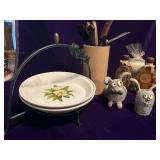 Kitchen Decor, 2 Pie Pans and Utensils