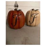 2 12” Ceramic Pumpkins with “F” Monogram