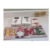 Christmas Items, Mat, Flannel Pillowcases and Hand Towel