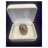 Sterling Silver Ring with Hollow Ornate Dome ring.