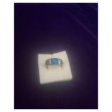 Silver Ring with Blue Inlay.