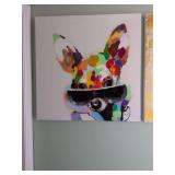 31.5 x 31.5 Dog Oil Painting on Canvas that has been hand-embellished with textured brush strokes